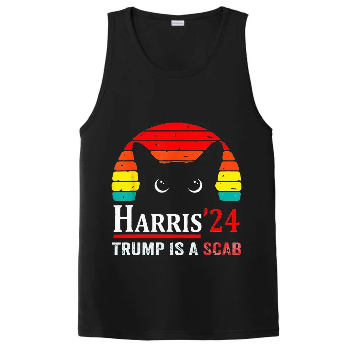 Trump Is A Scab Vote Harris Valz Cat Lady Performance Tank