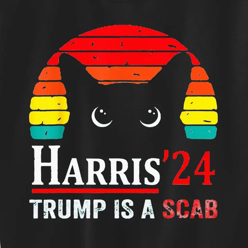 Trump Is A Scab Vote Harris Valz Cat Lady Kids Sweatshirt