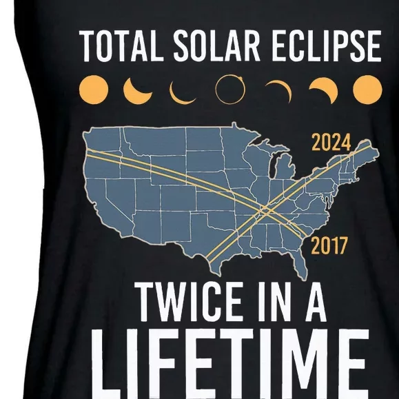 Twice In A Lifetime Solar Eclipse 2024 Total Eclipse Ladies Essential Flowy Tank