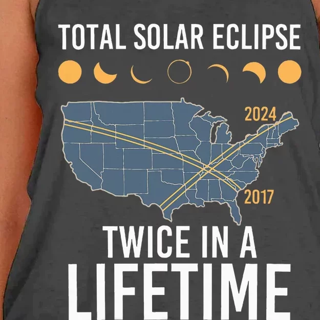 Twice In A Lifetime Solar Eclipse 2024 Total Eclipse Women's Knotted Racerback Tank