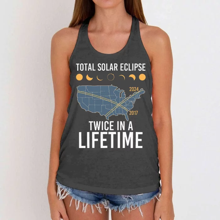 Twice In A Lifetime Solar Eclipse 2024 Total Eclipse Women's Knotted Racerback Tank