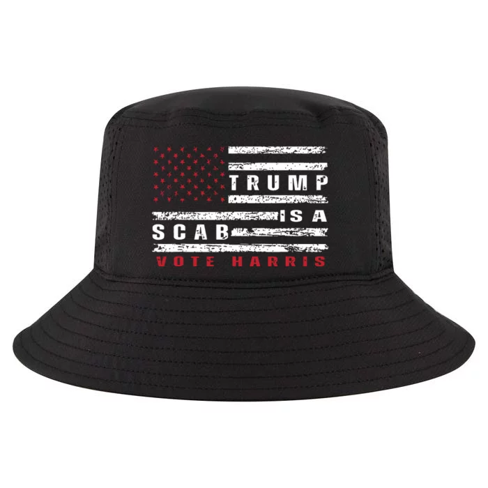 Trump Is A Scab Vote Harris Walz 2024 Kamala American Flag Cool Comfort Performance Bucket Hat