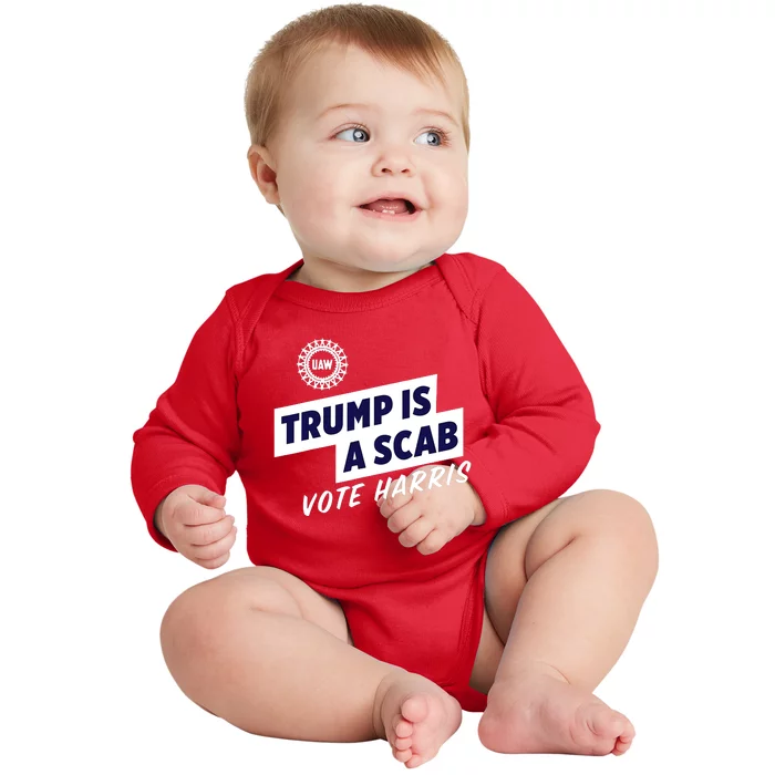 Trump Is A Scab Vote Kamala Harris Baby Long Sleeve Bodysuit