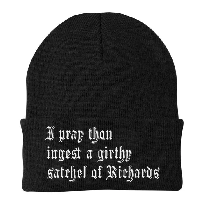 Thou Ingest A Satchel Of Richards Funny Medieval Meme Quote Knit Cap Winter Beanie