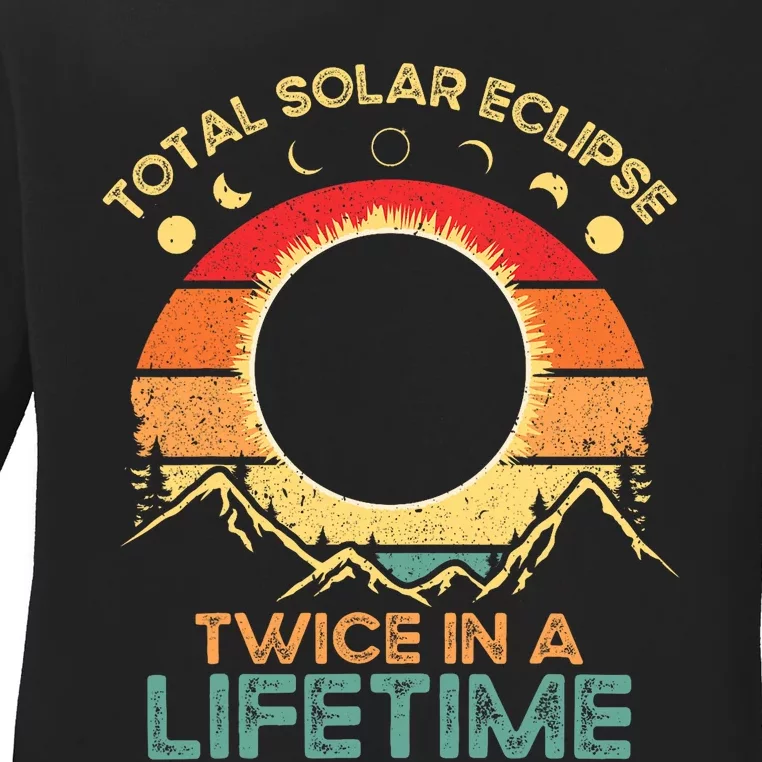 Twice In A Lifetime Solar Eclipse 2024 Total Eclipse Gift Ladies Long Sleeve Shirt