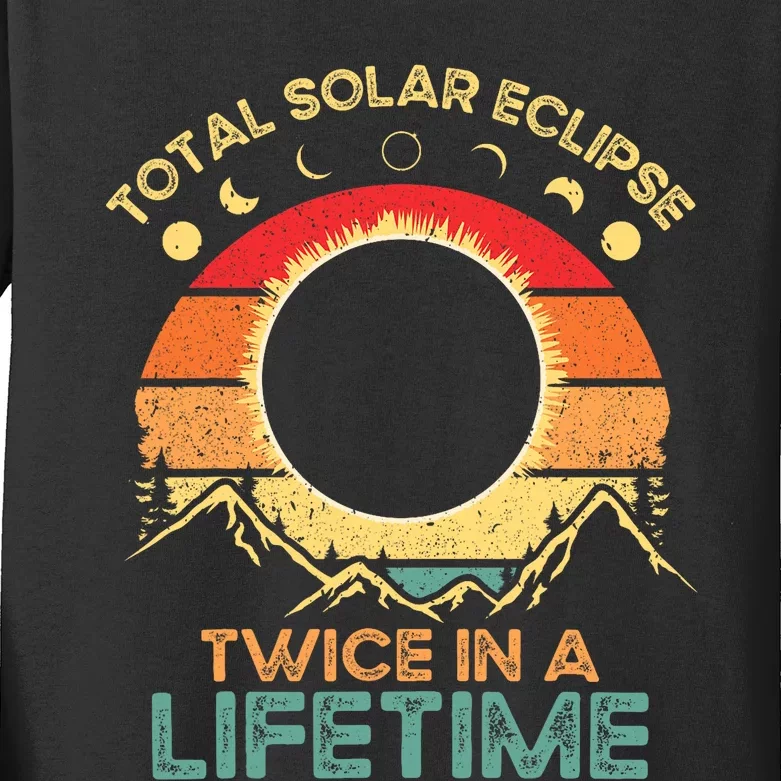 Twice In A Lifetime Solar Eclipse 2024 Total Eclipse Gift Kids Long Sleeve Shirt