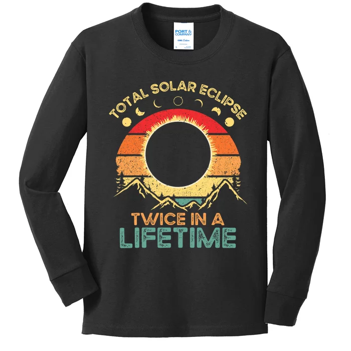 Twice In A Lifetime Solar Eclipse 2024 Total Eclipse Gift Kids Long Sleeve Shirt