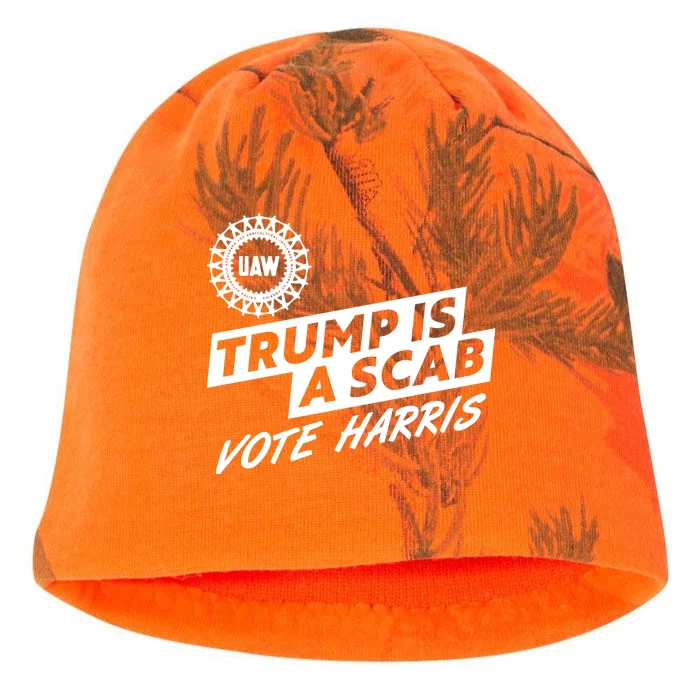 Trump Is A Scab Uaw Vote Kamala Harris 2024 Election Kati - Camo Knit Beanie