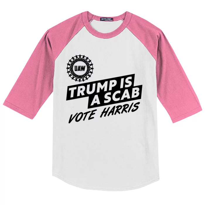 Trump Is A Scab Uaw Vote Kamala Harris 2024 Election Kids Colorblock Raglan Jersey