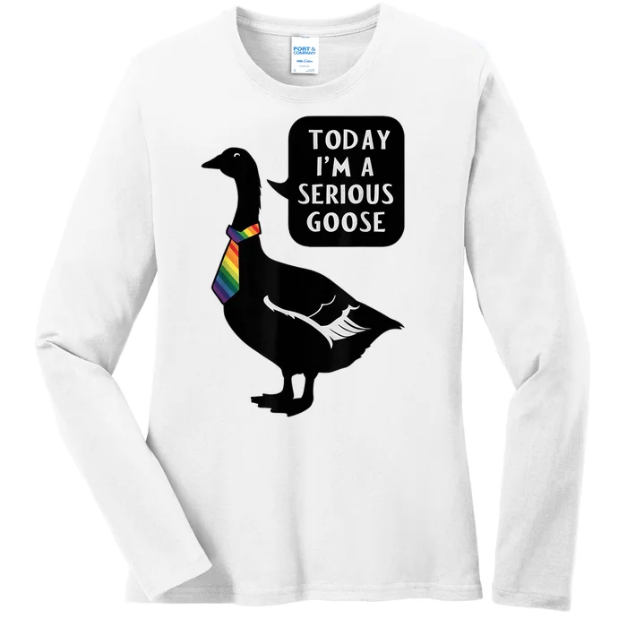 Today IM A Serious Goose Lgbt Cute Funny Serious Goose Ladies Long Sleeve Shirt