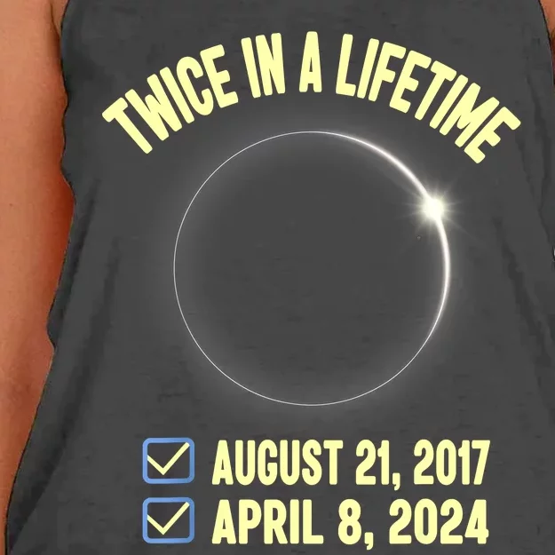 Twice In A Lifetime Solar Eclipse 2024 Total Eclipse Women's Knotted Racerback Tank