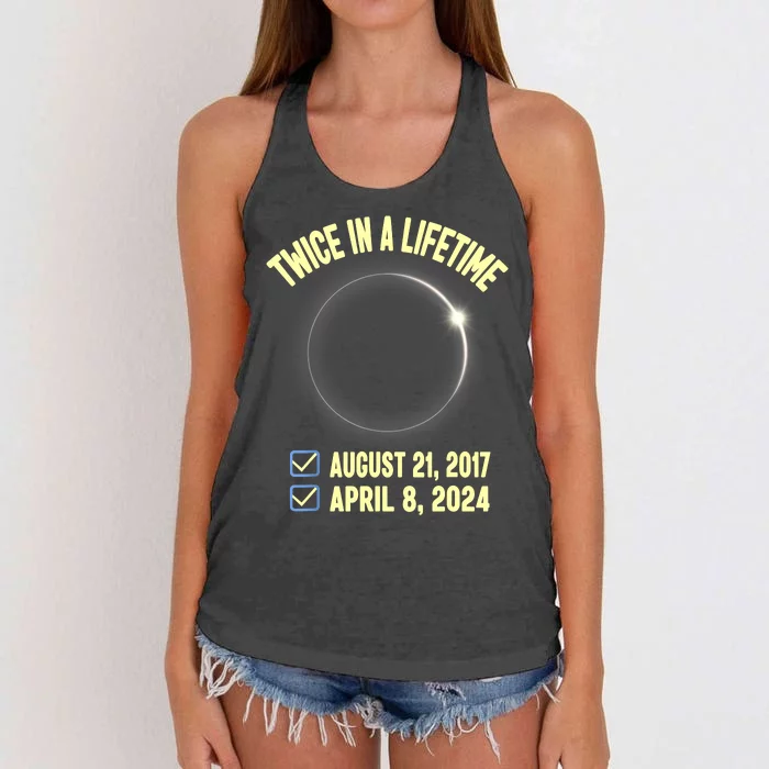 Twice In A Lifetime Solar Eclipse 2024 Total Eclipse Women's Knotted Racerback Tank