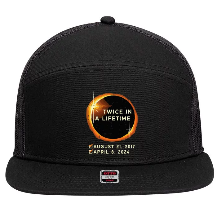 Twice In A Lifetime Total Solar Eclipse 2024 7 Panel Mesh Trucker Snapback Hat