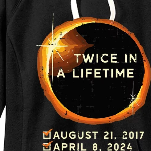 Twice In A Lifetime Total Solar Eclipse 2024 Women's Fleece Hoodie