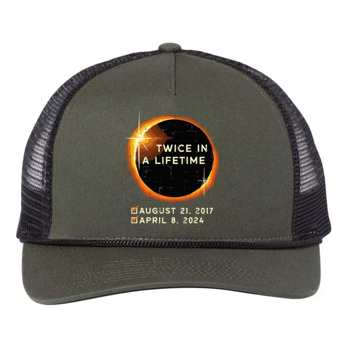 Twice In A Lifetime Total Solar Eclipse 2024 Retro Rope Trucker Hat Cap