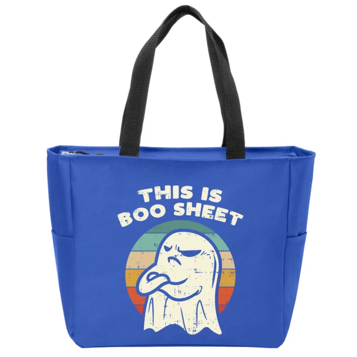 This Is Boo Sheet Ghost Retro Halloween Costume Funny Gift Zip Tote Bag