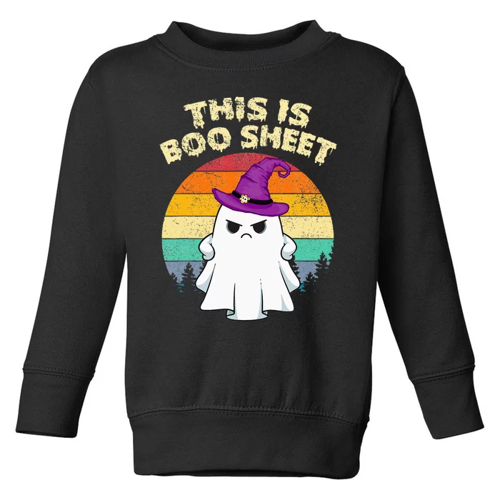 This Is Boo Sheet Ghost Retro Halloween Costume Toddler Sweatshirt