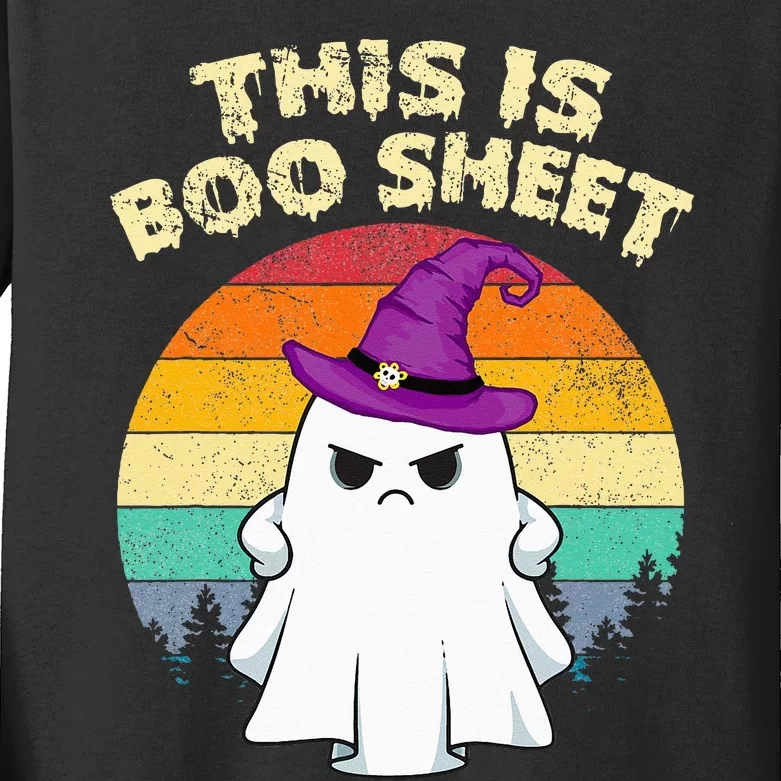 This Is Boo Sheet Ghost Retro Halloween Costume Kids Long Sleeve Shirt