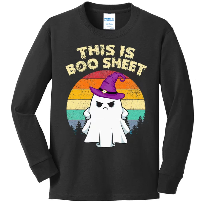 This Is Boo Sheet Ghost Retro Halloween Costume Kids Long Sleeve Shirt