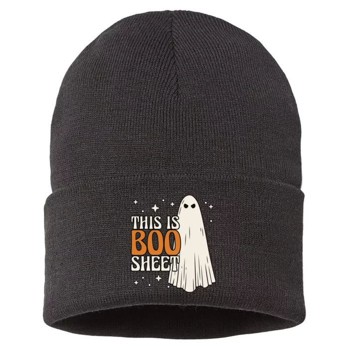 This Is Boo Sheet Funny Ghost Sustainable Knit Beanie