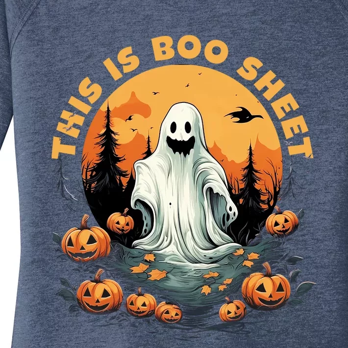 This Is Boo Sheet Halloween Funny Women's Perfect Tri Tunic Long Sleeve Shirt