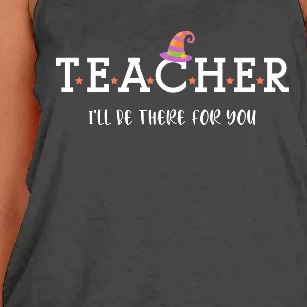 Teacher Ill Be There For You Cute Trendy Teacher Halloween Gift Women's Knotted Racerback Tank