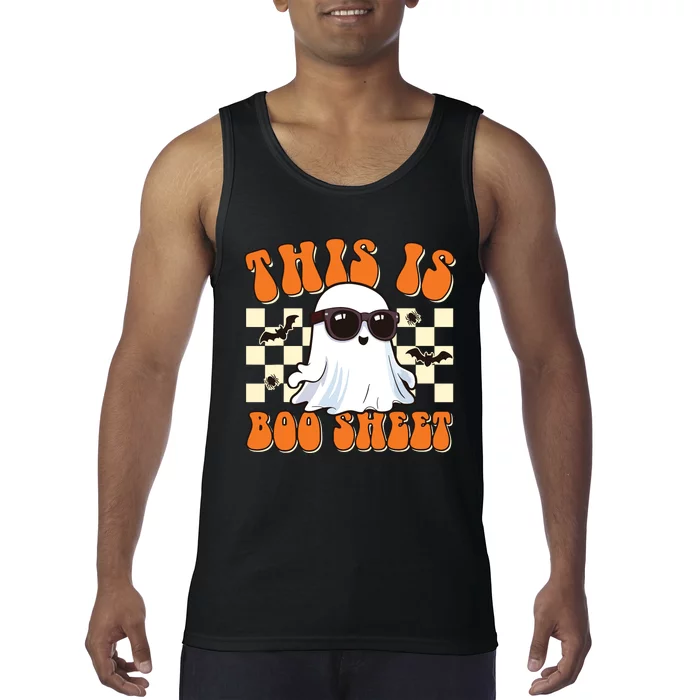 This Is Boo Sheet Ghost Groovy Halloween Tank Top