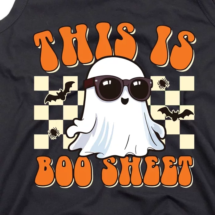 This Is Boo Sheet Ghost Groovy Halloween Tank Top