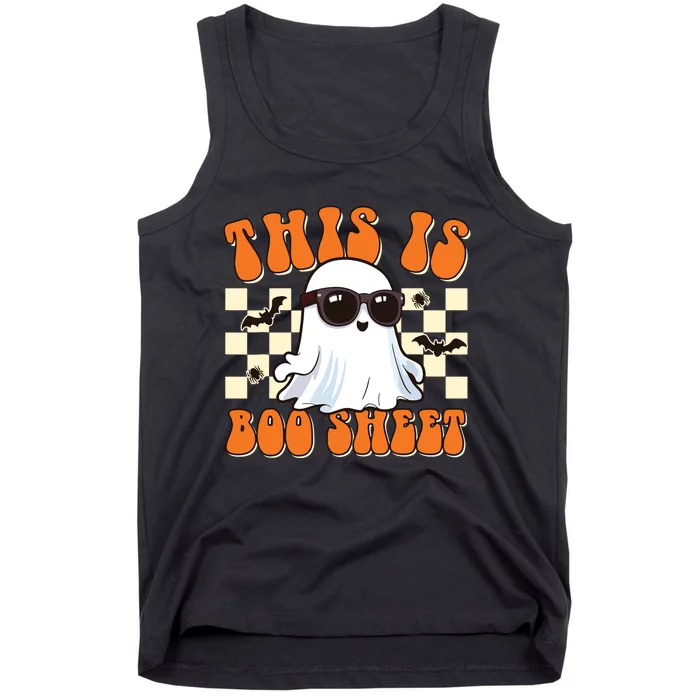 This Is Boo Sheet Ghost Groovy Halloween Tank Top