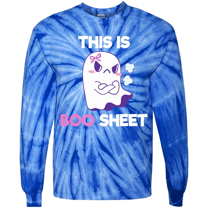 This Is Boo Sheet Funny Ghost Pun Halloween Costume Gift Tie-Dye Long Sleeve Shirt