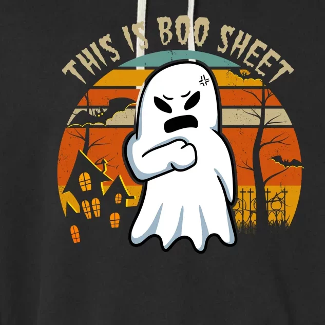 This Is Boo Sheet Ghost Spooky Sunset Funny Garment-Dyed Fleece Hoodie