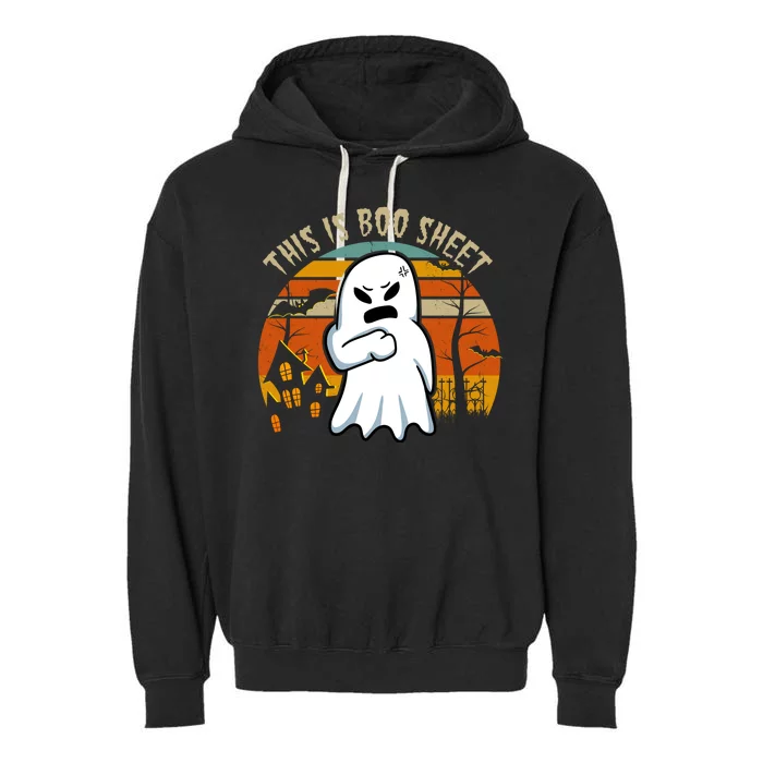 This Is Boo Sheet Ghost Spooky Sunset Funny Garment-Dyed Fleece Hoodie