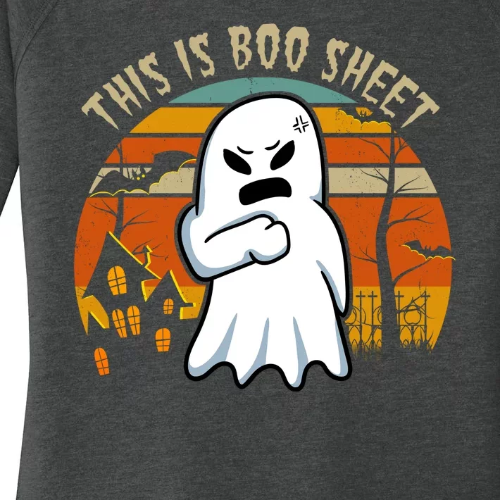 This Is Boo Sheet Ghost Spooky Sunset Funny Women's Perfect Tri Tunic Long Sleeve Shirt