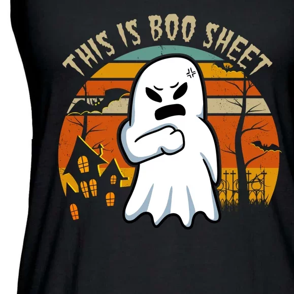 This Is Boo Sheet Ghost Spooky Sunset Funny Ladies Essential Flowy Tank