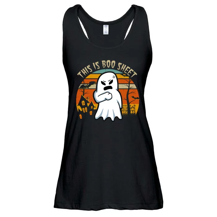 This Is Boo Sheet Ghost Spooky Sunset Funny Ladies Essential Flowy Tank