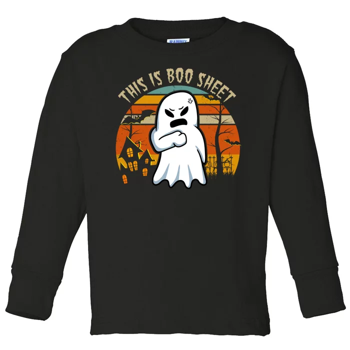 This Is Boo Sheet Ghost Spooky Sunset Funny Toddler Long Sleeve Shirt