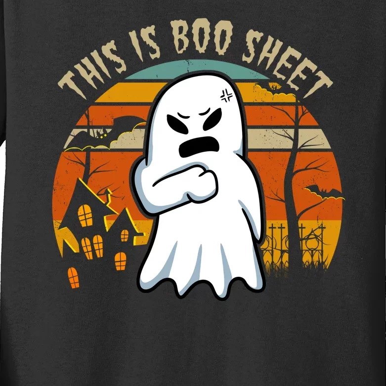 This Is Boo Sheet Ghost Spooky Sunset Funny Kids Long Sleeve Shirt