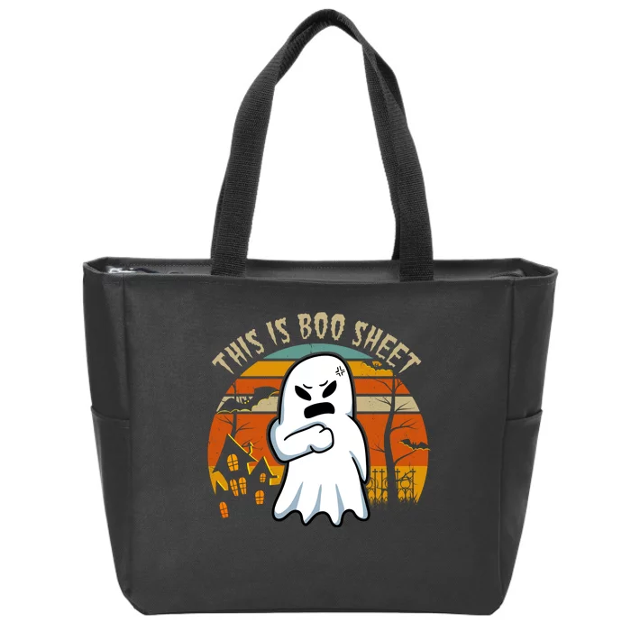 This Is Boo Sheet Ghost Spooky Sunset Funny Zip Tote Bag