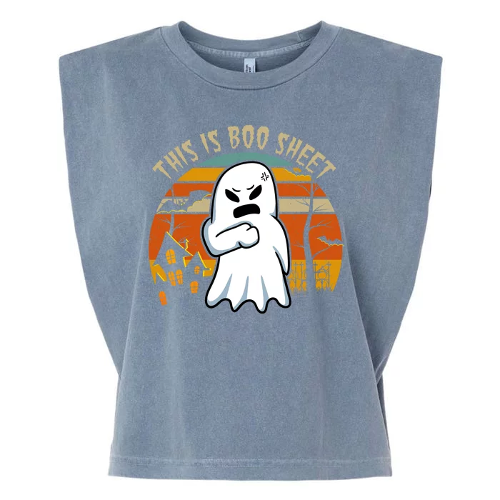 This Is Boo Sheet Ghost Spooky Sunset Funny Garment-Dyed Women's Muscle Tee