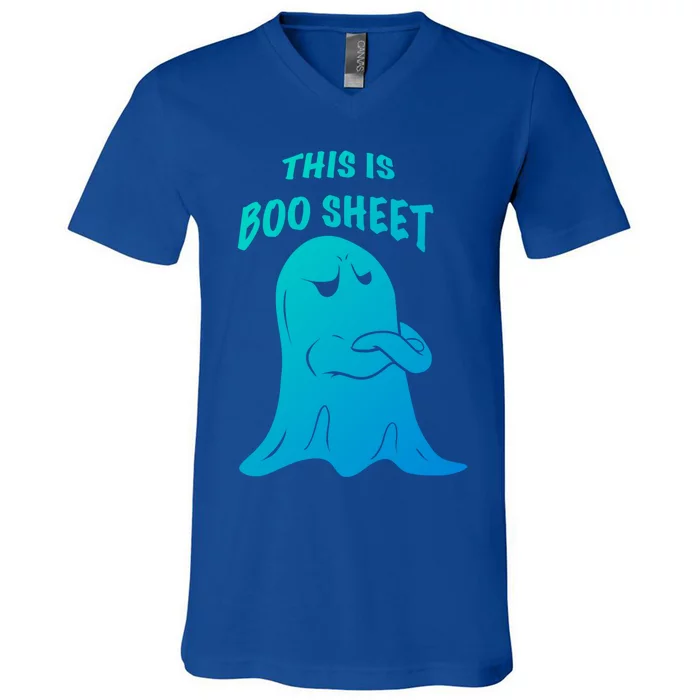 This Is Boo Sheet Funny Halloween Ghost Costume Gift V-Neck T-Shirt