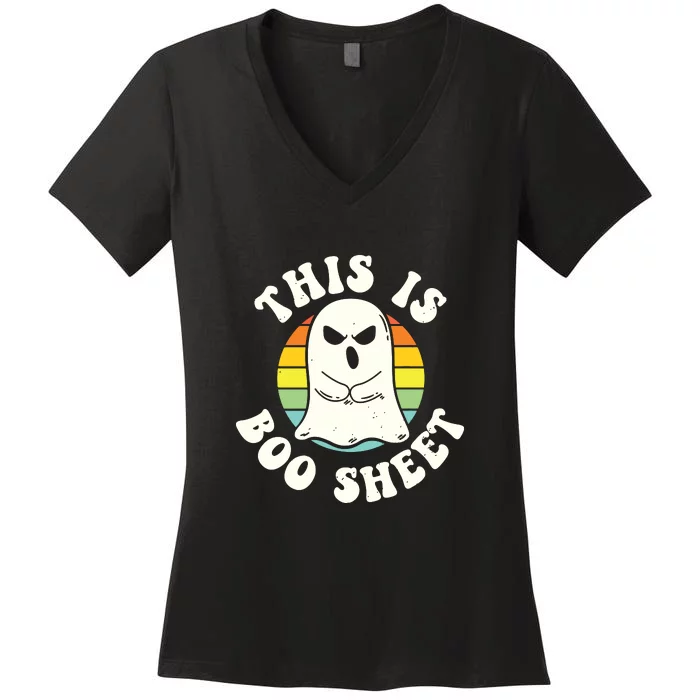 This Is Boo Sheet Ghost Retro Ghost Halloween Women's V-Neck T-Shirt