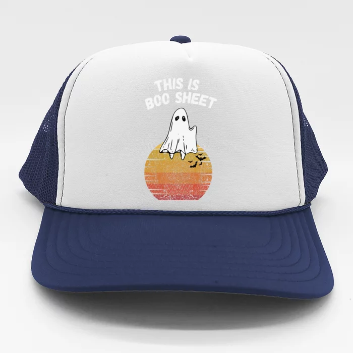 This Is Boo Sheet Ghost Retro Halloween Easy Costume Trucker Hat