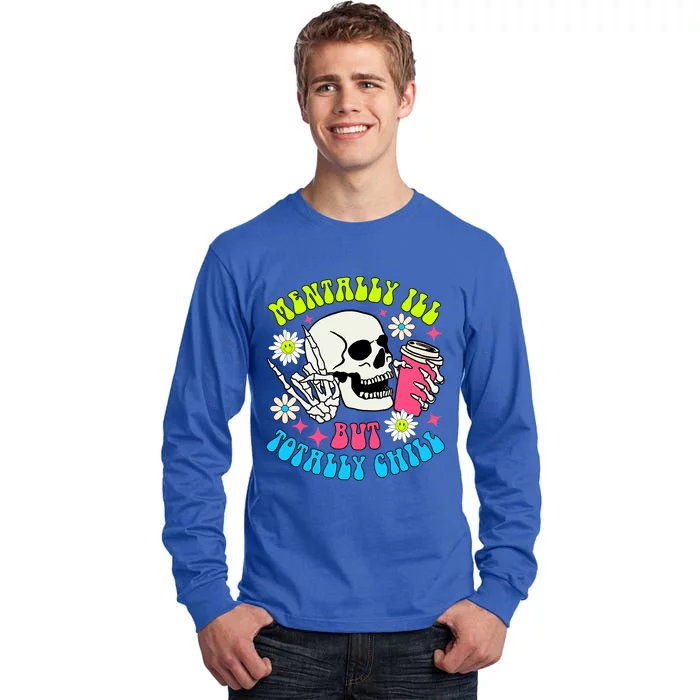 Tally I’Ll But Totally Chill Funny Halloween Skull Coffee Great Gift Tall Long Sleeve T-Shirt