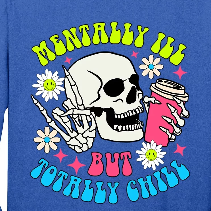 Tally I’Ll But Totally Chill Funny Halloween Skull Coffee Great Gift Tall Long Sleeve T-Shirt