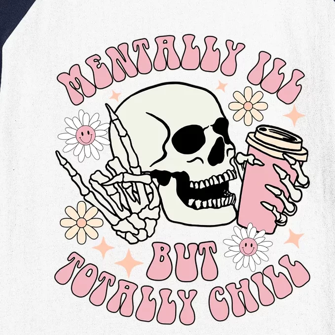 Tally I’Ll But Totally Chill Funny Halloween Skull Coffee Gift Baseball Sleeve Shirt