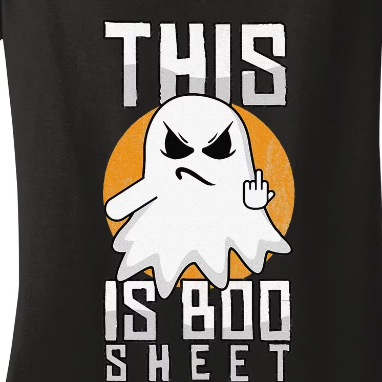 This Is Boo Sheet Trick Or Treat Funny Halloween Women's V-Neck T-Shirt