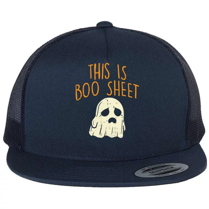 This Is Boo Sheet Sad Ghost Funny Pun Halloween Meaningful Gift Flat Bill Trucker Hat