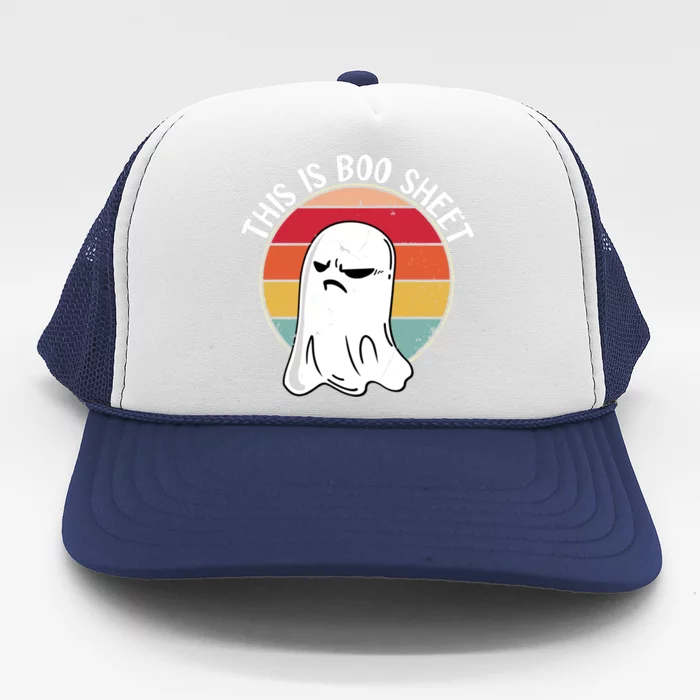 This Is Boo Sheet Ghost Vintage Halloween Costume Gift Trucker Hat