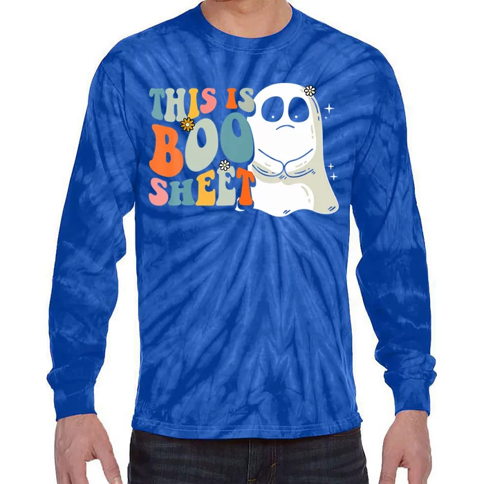 This Is BooSheet Halloween Ghost Costume Retro Groovy Gift Tie-Dye Long Sleeve Shirt