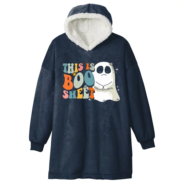 This Is BooSheet Halloween Ghost Costume Retro Groovy Gift Hooded Wearable Blanket